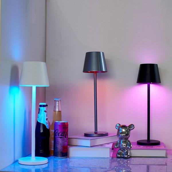 LED Tischlampe Silber - RGB Licht - Touch Sensor & Fernbedienung